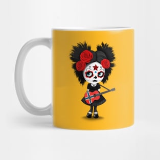 Sugar Skull Girl Playing Norwegian Flag Guitar Mug